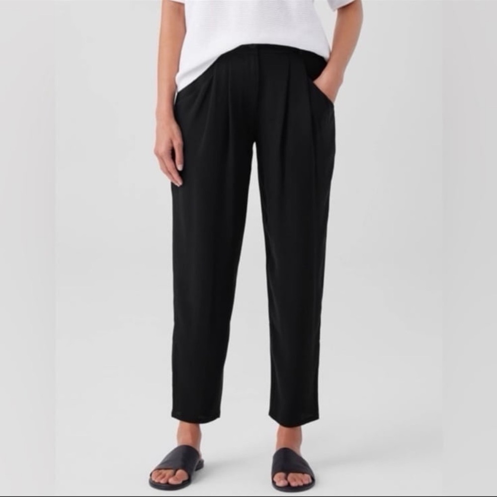NWT Eileen Fisher Silk Georgette Crepe Carrot Pant